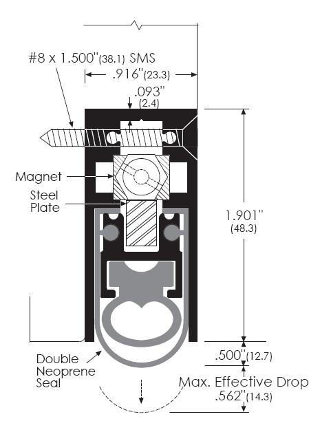 Semi-Mortised, High Sound Automatic Door Bottom, by Trademark Soundproofing