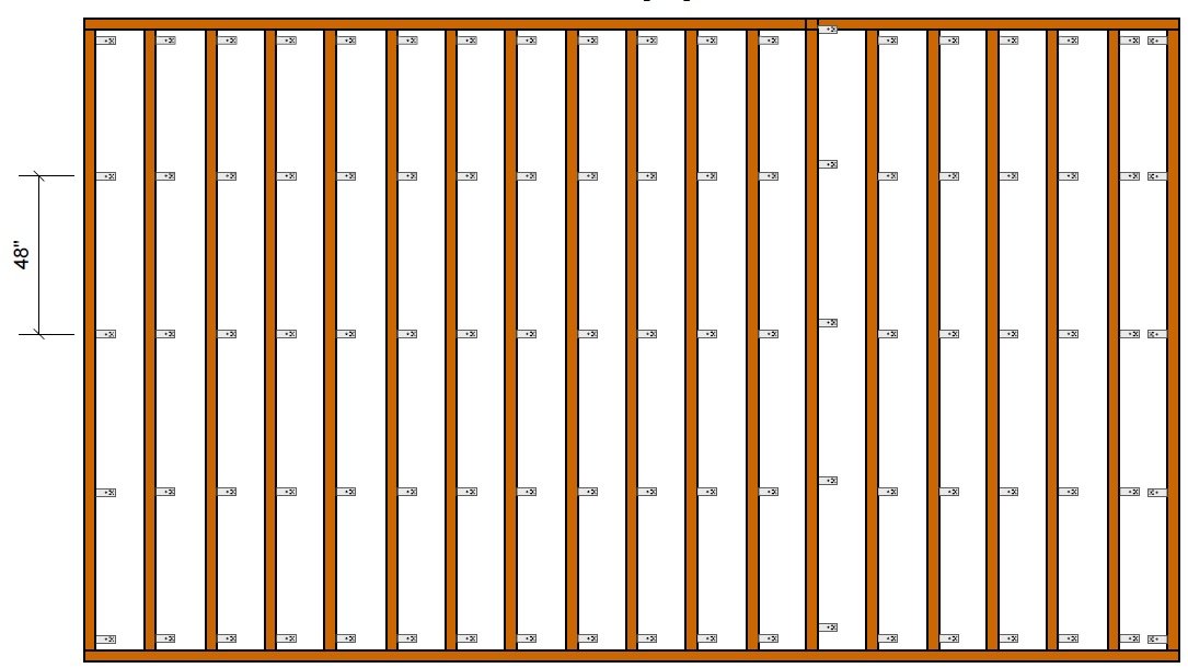 Suggested Layout for RSIC-LP Clip, 16" Framing for 1 Gypsum Boards, www.TMSoundproofing.com