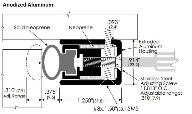 Product Specs for Heavy Duty Adjustable Door Gasket