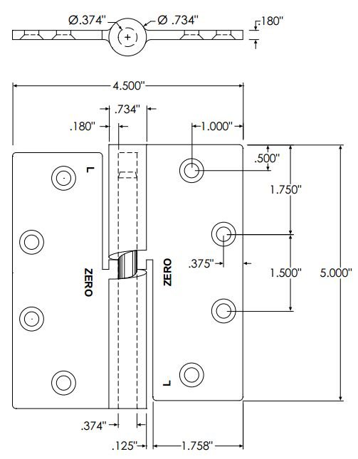 Product Specs for Soundproofing Cam Lift Hinge