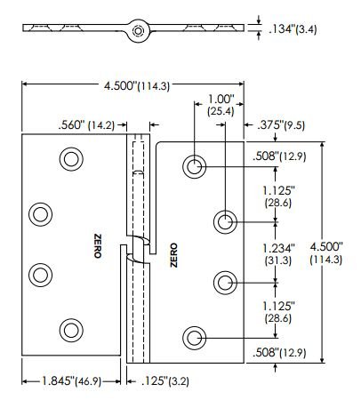 Product Specs for Mortised Cam-Lift Hinge